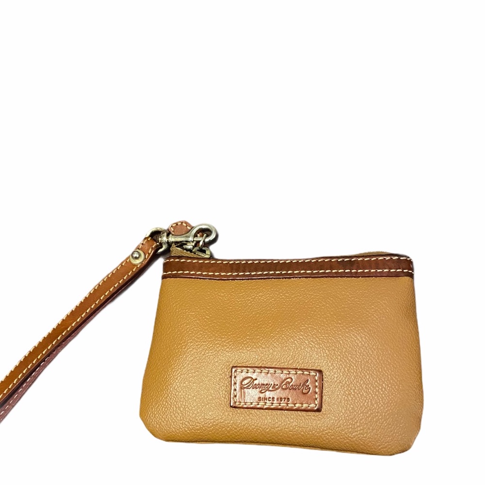 Dooney & Burke tan leather wristlet wallet